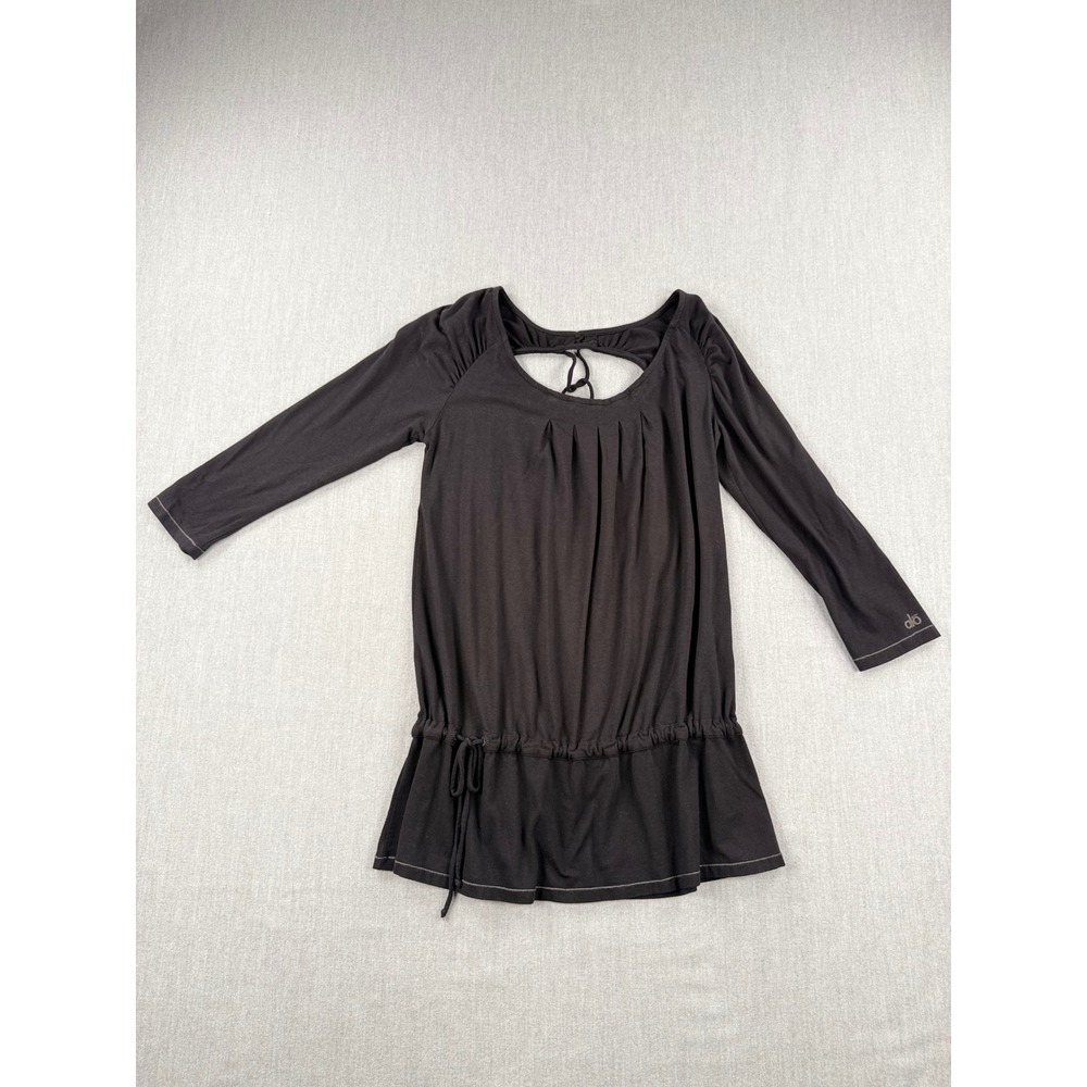 Alo Yoga CoolFit Black Open Back Tie Peplum Long Sleeve Top XS RN87370